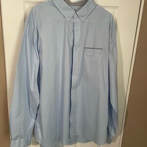 Casual Blue Button Down Shirt with Pointed Collar